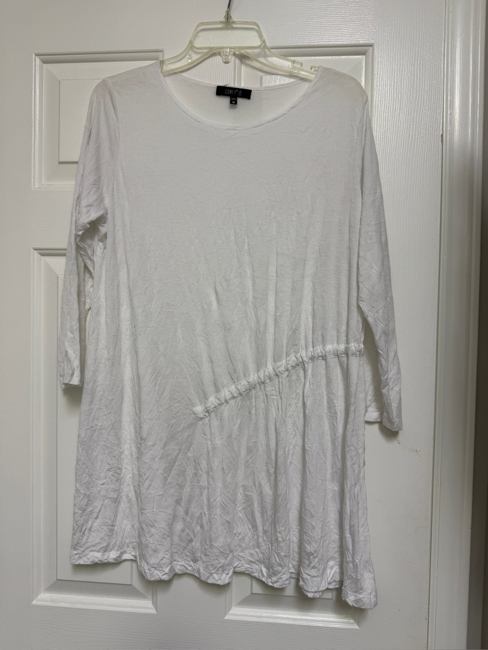 Comfy USA White Scoop-Neck Asymmetrical Tunic